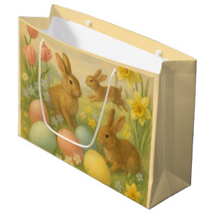 Vintage-Häschen/Kaninchen-Ostern/Easter-Fleece Große Geschenktüte