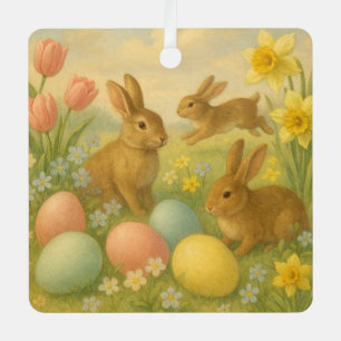 Vintage-Häschen-Oster-Ei/Frühling Ornament Aus Metall