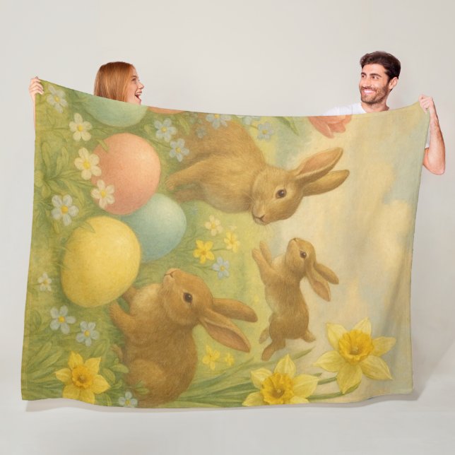 Vintage-Häschen/Osterhase-Fleece  Fleecedecke (Beispiel)