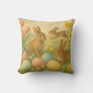 Vintage-Häschen/Osterhase Osterei/Frühling Kissen