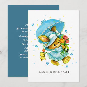 Vintage-Hase benutzerdefiniertes Osterbrunch Einladung