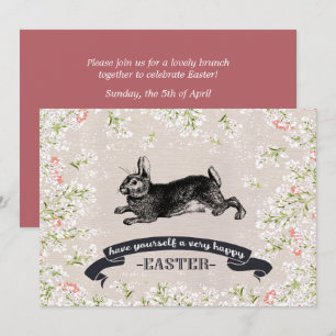 Vintage-Hase benutzerdefiniertes Osterbrunch Einladung