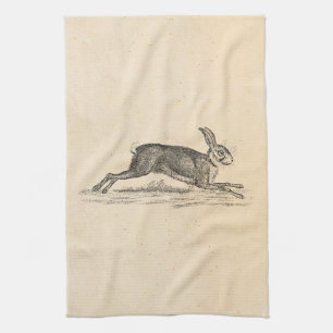 Vintage Hase-Häschen-Kaninchen 1800s Illustration Handtuch