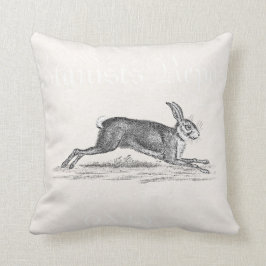 Vintage Hase-Häschen-Kaninchen-Illustration - Kissen