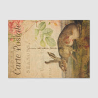 Vintage Hase Kaninchen Floral Blumen Französisch
