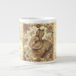 Vintage-Hase, Klassisches Hase- und Blumenmuster Jumbo-Tasse