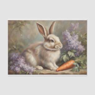 Vintage-Hase mit Fliederblumen und Karotte Seidenpapier