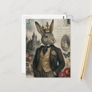 Vintage-Hase mit Krone Postkarte