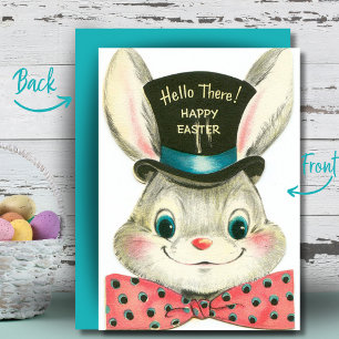 Vintage-Hase mit Zylinder, individuelles Retro-Ost Feiertagskarte