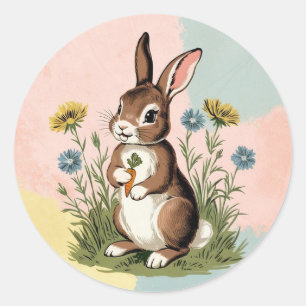 Vintage-Hase – Nostalgisches Ostern Runder Aufkleber