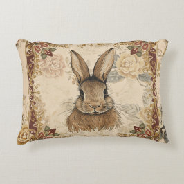 Vintage-Hase, süßer Hase mit Blumenmuster Dekokissen