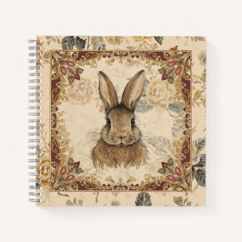 Vintage-Hase, süßer Hase mit Blumenmuster Notizbuch