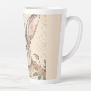 Vintage-Hase, Süßer Kaninchen-Hase, Blumenmuster Milchtasse