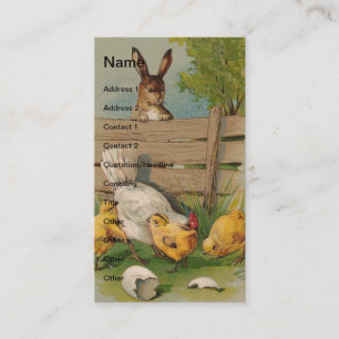 Vintage Hase und Hühner Visitenkarte