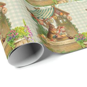 Vintage-Hase und Osterei Geschenkpapier