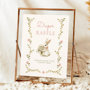 Vintage-Hasen-Baby-Party-Windel-Raffle-Schild Poster