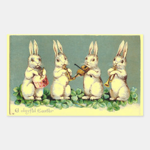 Vintage-Hasen-Band-Ostersticker Rechteckiger Aufkleber