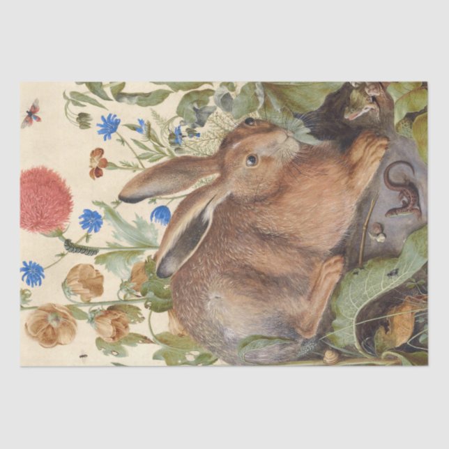 Vintage Hasen-Blume Blumenfrühlings Sommer Seidenpapier (Vorderseite)