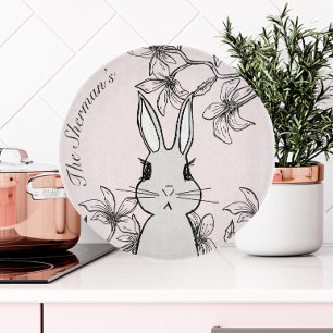 Vintage-Hasen-Blumen-Ostern Schneidebrett