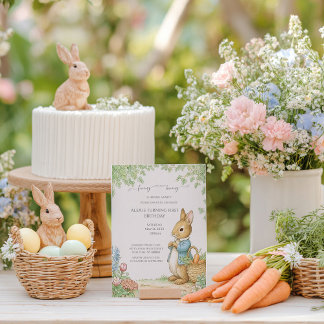 Vintage-Hasen-Garten-Geburtstag Einladung