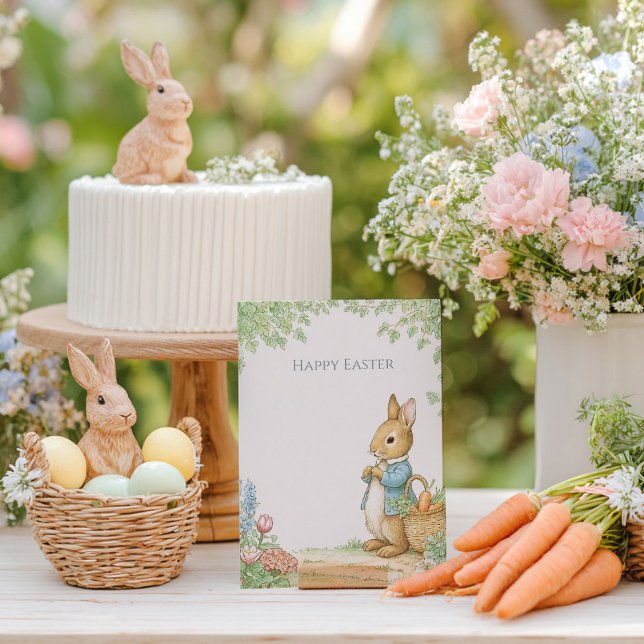 Vintage-Hasen-Garten-Ostern Feiertagskarte (Von Creator hochgeladen)