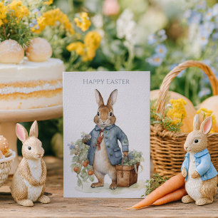 Vintage-Hasen-Garten-Ostern Feiertagskarte