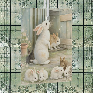Vintage-Hasen-Gartenillustration Cottagecore Ornament Aus Glas