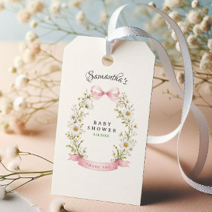Vintage-Hasen-Gingham-Baby-Party Geschenkanhänger