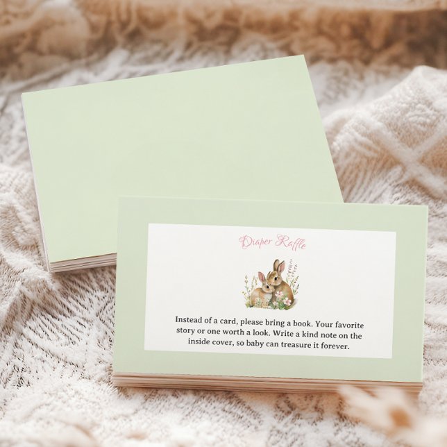 Vintage-Hasen-Gingham-Windel-Raffle Begleitkarte (Somebunny Vintage Bunny Green Diaper Raffle Card Baby Shower)