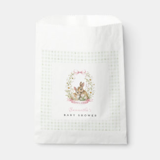 Vintage-Hasen-Grün-Gingham-Mädchen-Baby-Party Geschenktütchen