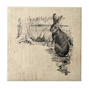 Vintage-Hasen-Illustration Hasenkunst Fliese