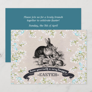 Vintage Hasen individuell Osterbrunch Einladung