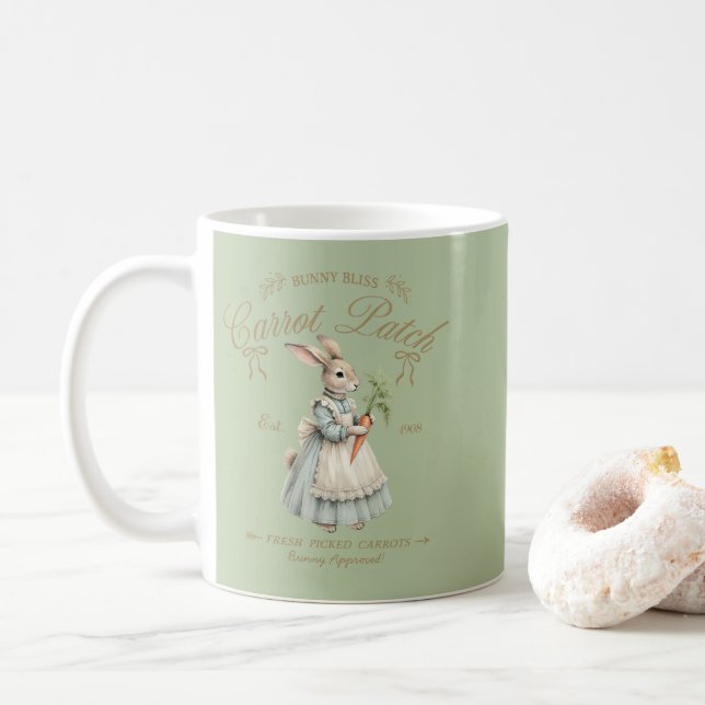 Vintage-Hasen-Karotten-Beet Kaffeetasse (Mit Donut)