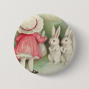 Vintage Hasen Ostern Gruß Button
