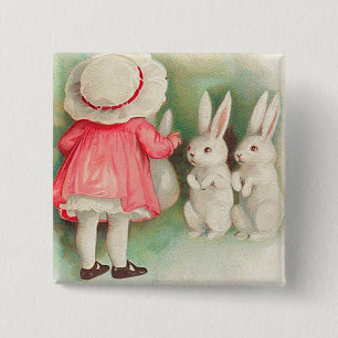 Vintage Hasen Ostern Gruß Button