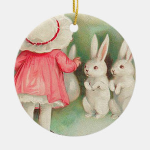 Vintage Hasen Ostern Gruß Keramik Ornament