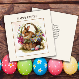 Vintage-Hasenkorb Frohe Ostern Familienname Feiertagskarte