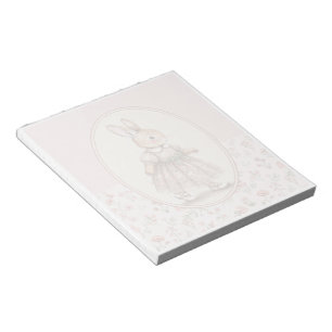 Vintage-Hasenmädchen-Notizblock, floraler Hase Sch Notizblock
