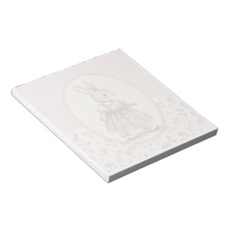 Vintage-Hasenmädchen-Notizblock, floraler Hase Sch Notizblock