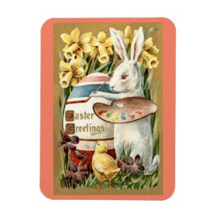 Vintage-Hasenmalerei-Ei-Magnet Magnet