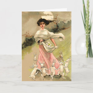 Vintage-Hasenzeremonie-Osterkarte Feiertagskarte