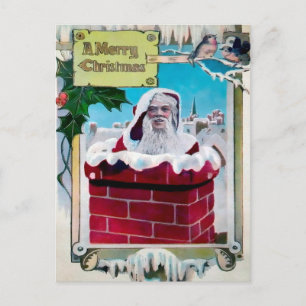 Vintage-hässlicher Weihnachtsmann-Weihnachtspostka Postkarte