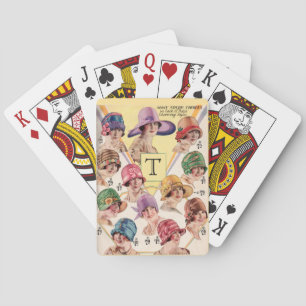 Vintage Hats Custom Monogram playing cards Spielkarten