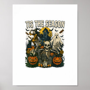 Vintage Hauptsaison Halloween Skeletter Retro Poster