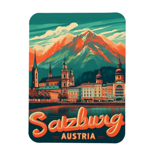 Vintage Hauptstadt Salzburg Magnet (Vertikal)