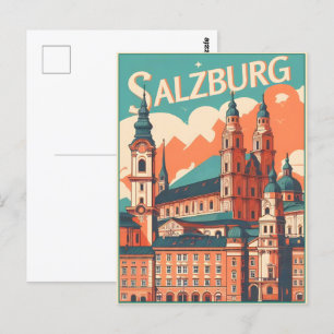 Vintage Hauptstadt Salzburg Postkarte