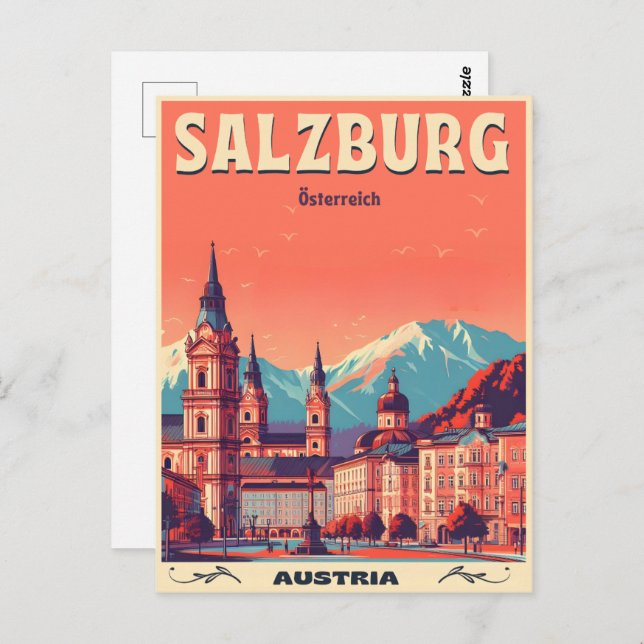 Vintage Hauptstadt Salzburg Postkarte (Vorne/Hinten)