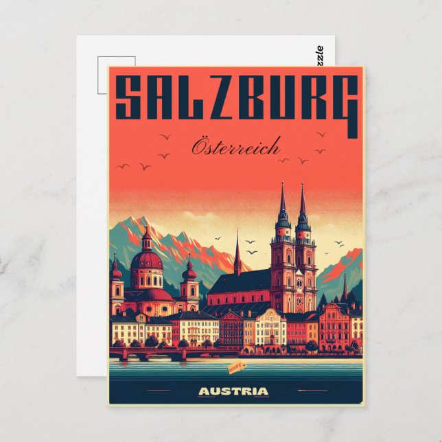 Vintage Hauptstadt Salzburg Postkarte (Vorne/Hinten)