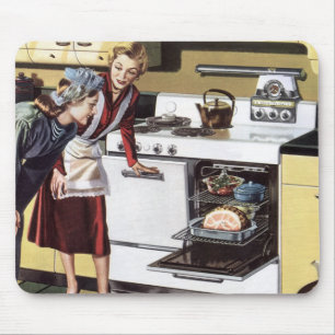 Vintage-Haus-Innenausstattung, Mutter in der Küche Mousepad