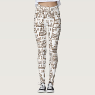 Vintage Häuser: Architektur nahtlos Muster. Leggings